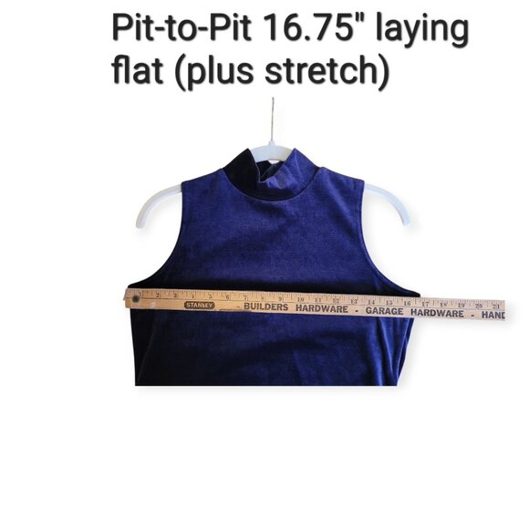 Y2K Dalmy’s Velvet Mockneck Tank – Deep Purple/Midnight Blue – 90s Holiday Party - Picture 3 of 7
